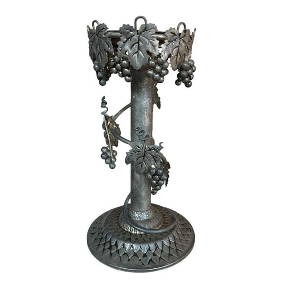 Vintage Spiral Grapevine Silver Tone Candle Holder - Picture 1 of 7